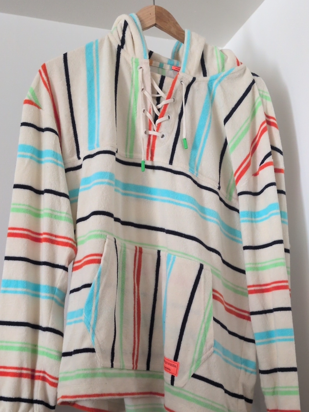 Scotch And Soda Striped Hooded Terry Poncho - Multi Color